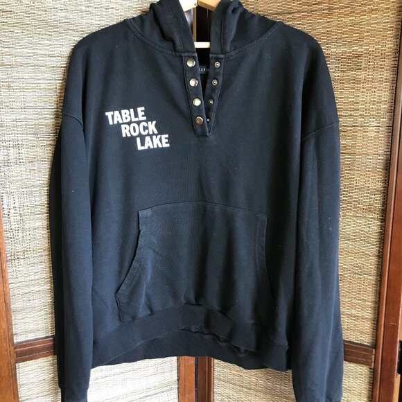 Upcycled Table Rock Lake Hoodie L: TRL Landmarks Marinas Graphic Sweatshirt - Picture 9 of 12